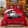 Detroit Red Wings Pattern Bedding 3Pcs Set Custom Name, Bed Sheet And Pillowcases For Home Bedroom