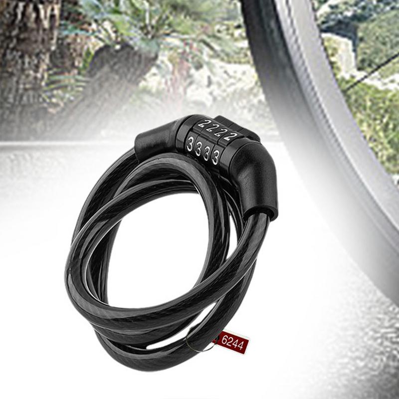 Anti-Theft Bike Lock 4 Digit Code Combination Stainless Steel Cable Bicycle Security Lock Equipment Bicycle Cable Chain Lock