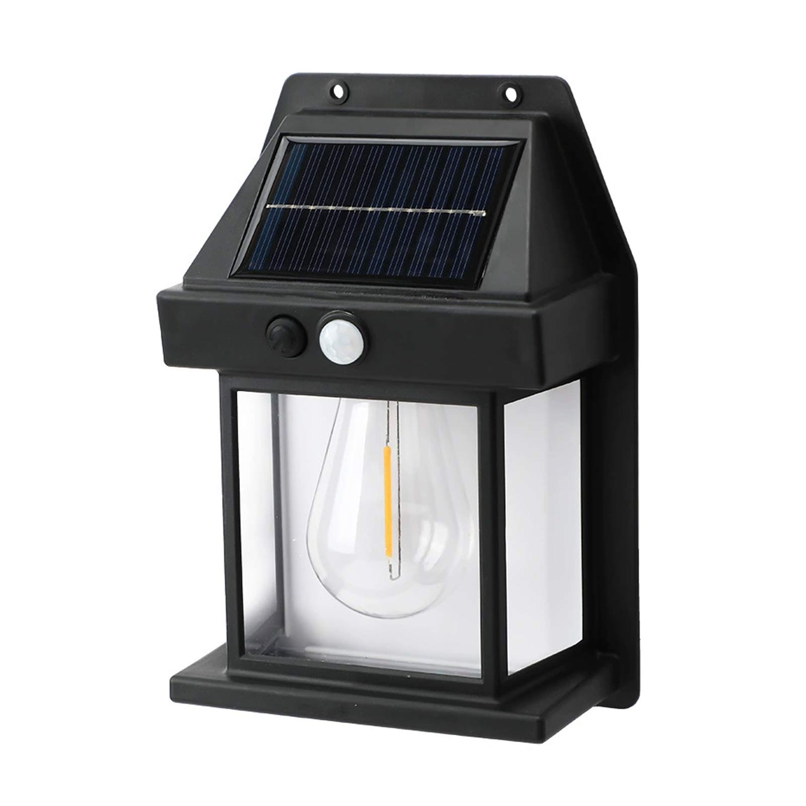 

Solar Tungsten Wall Lamp Waterproof Motion Sensor 3 Modes Outdoor LED Light for Patio Courtyard Porch Barn Garage Garden 1PC-black