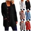 Women's Solid Knit Cardigan Single Breasted Large Pocket Sweater Jacket
