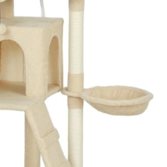 Cat Tree 160cm Cat Tower with Hammock, Ladder, Cave, 2 Plush Balls, Sisal Posts, 48 X 48 X 160cm,