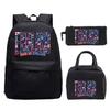 Modisches Fußballliebhaber 3-teiliges Set Vintage England USA Buchstaben Druck Lunchtaschen Rucksack 3-teilige Sets Jungen Mädchen Lässiger Rucksack Geschenke