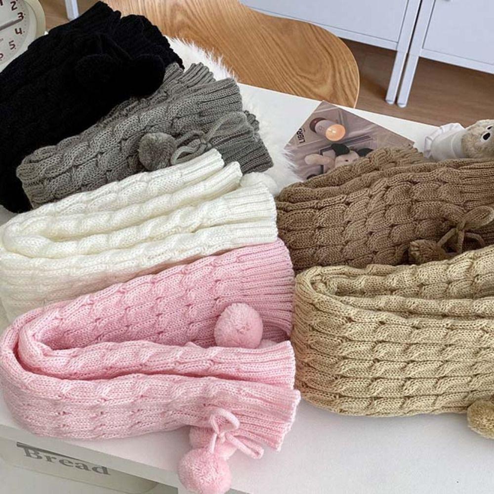 Korean Style Knitted Leg Cover JK Plush Ball Leg Socks Kawaii Children's Leg Warmers Girls