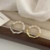 New Fashion Copper Color Pearl Beaded Rings For Women Simple Metal Irregular Geometric Finger Ring Wedding Jewelry Gift