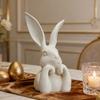 Easter Bunny Figurine Cute Rabbit Holding Face Statue 3D Printed Bunny Ornament for Living Room Bedroom Bookshelf Desktop Shelf Decor