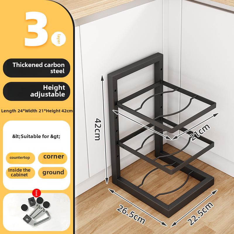 Adjustable Multi-Layer Floor Countertop Pot Storage Rack