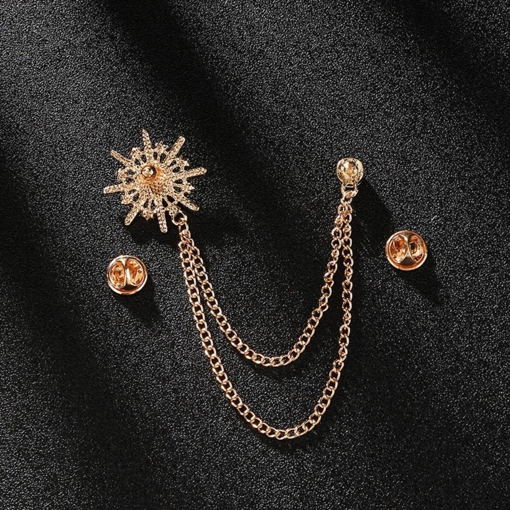 Rhinestone Men Brooch Tassel Chain Suit Collar Pin Fashion Suit Lapel Pin  Collar Decoration