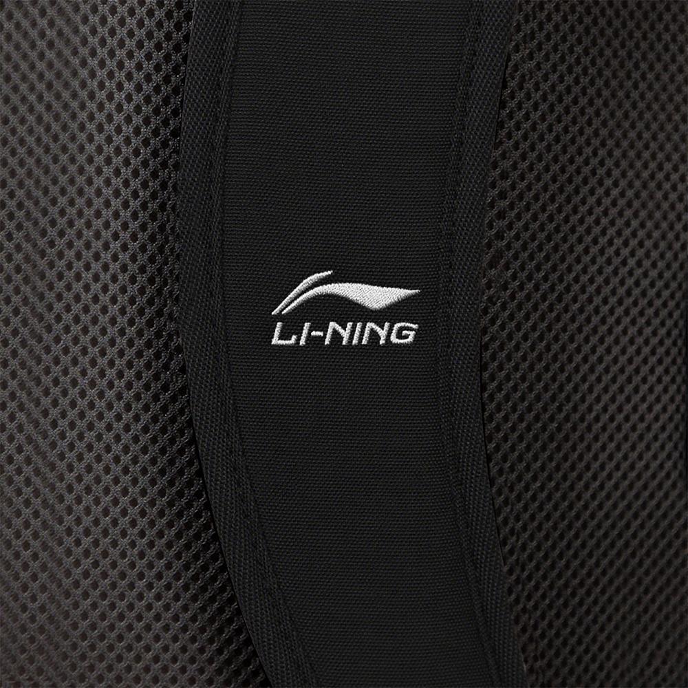 LiNing 24L Large Capacity Simple Versatile Lightweight Polyester Backpack Unisex Backpack Black YBSV099-2