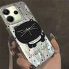 Big Headed Black Cat Circular Dots Phone Case for Xiaomi Redmi 13C 14C A5 A3 A4 A3X Note 14 13 12 11 11S 10 Pro Silicone Cover