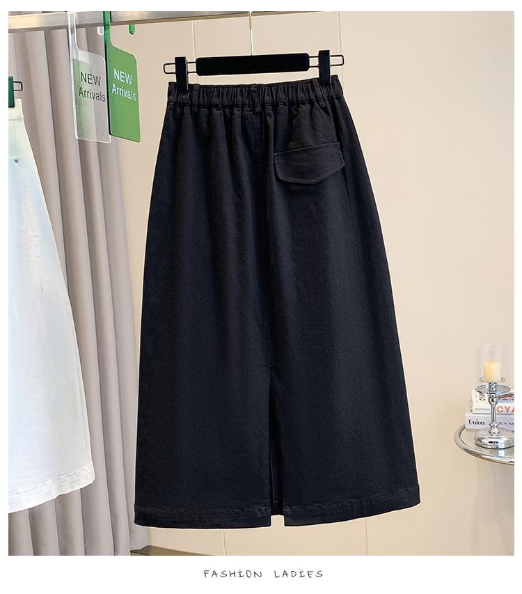 Spring-Summer Plus Size High Waist Denim Skirt - Versatile, Slimming, Elastic Fit