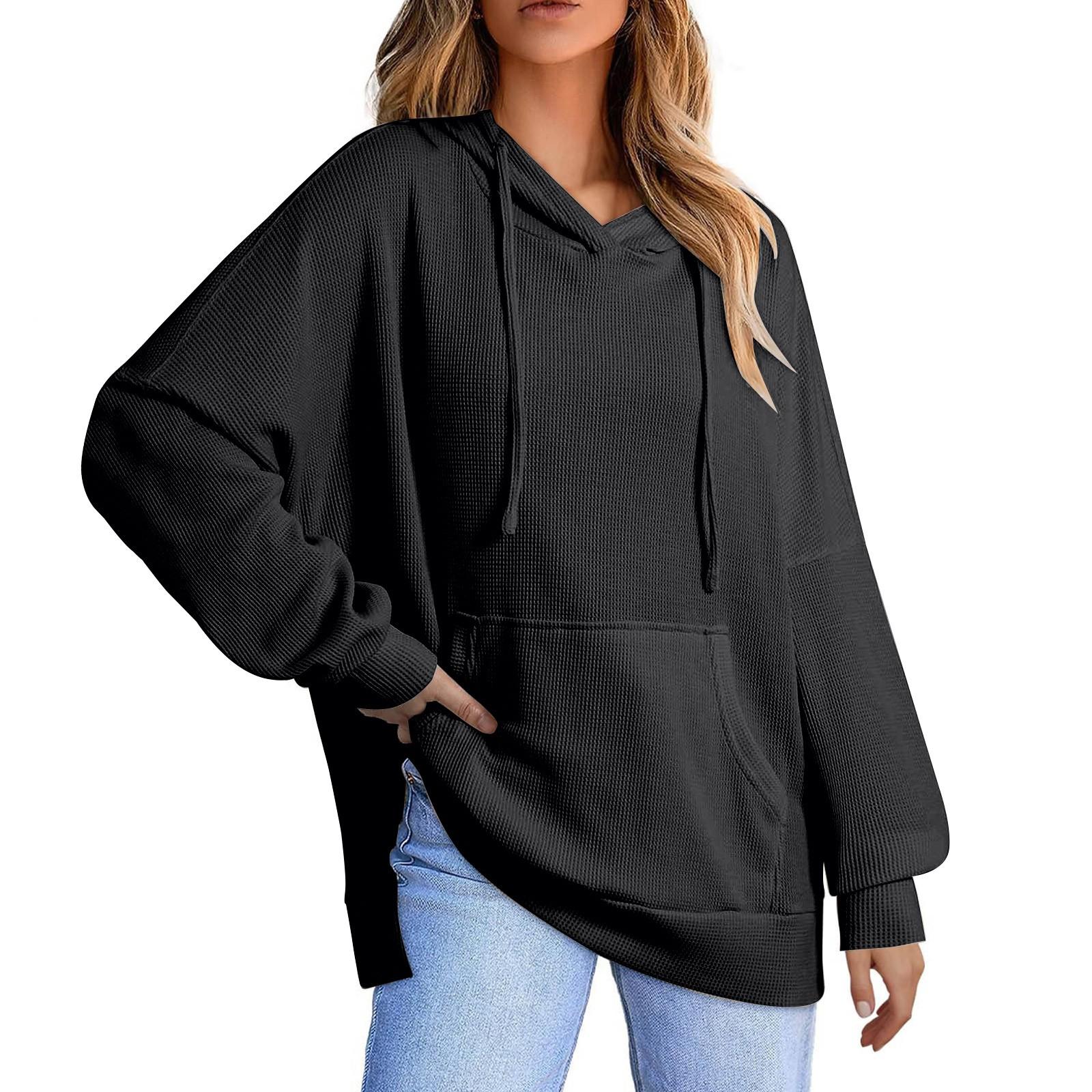 

Женская одежда, осенне-зимний свитер с круглым вырезом и длинными рукавами, большой свободный плюшевый утолщенный свитер, топ M чёрный