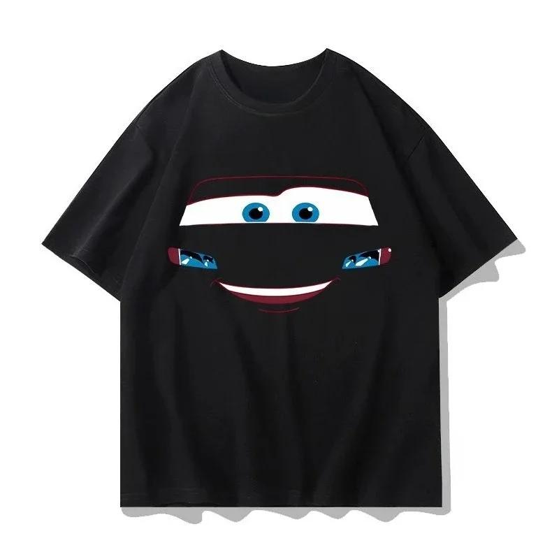 Smile Cars McQueen Unisex T-shirt Gift for Couple Cotton Tops Tees Short Sleeve Clothing Streetwear Oversized Unisex
