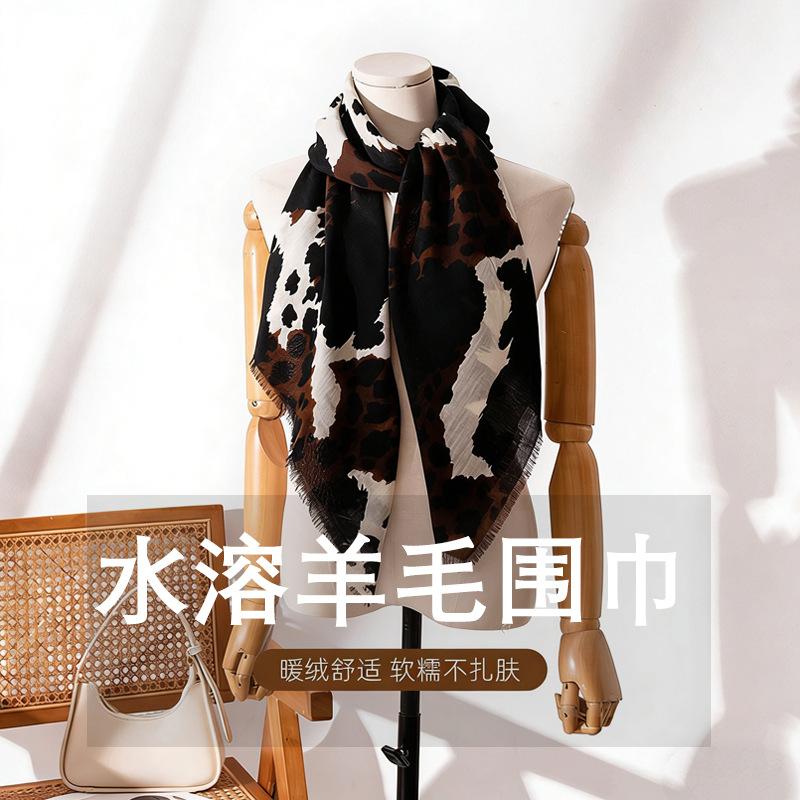 Wool scarf Spring and autumn thin cashew flower large shawl air conditioner outer warm light luxury high sense female versatile