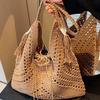 Woven Beach Bag With Large Capacity Tassel Drawstring For Summer Vacation And Casual Travel