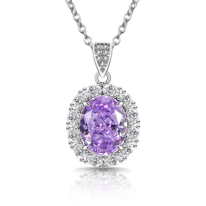 Flashy Ice Flower Cut Gemstone Necklace with High Carbon Diamond Pendant - Women's Fashionable Luxury Jewelry