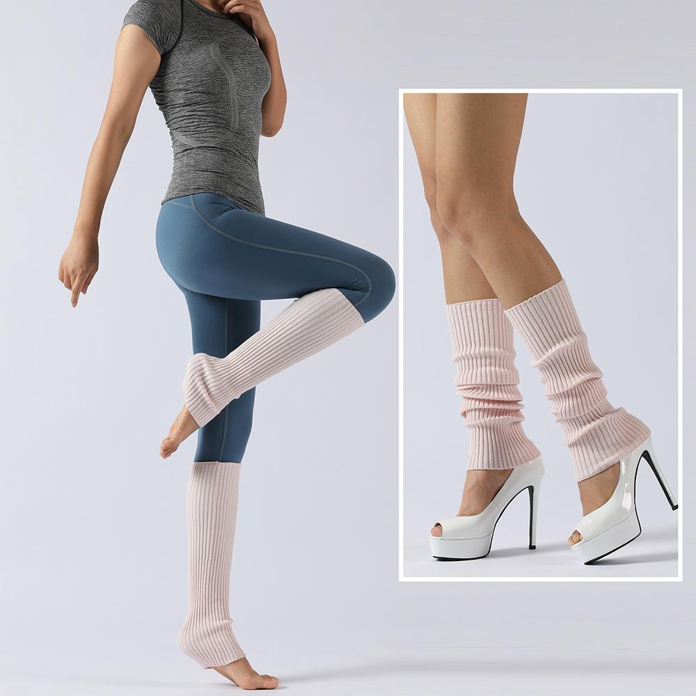 Women Ribbed Knit Leg Warmers, Slouchy Knee High Boot Cuffs, Stretch Knitted Leg Covers for Yoga Ballet Dance Fitness Autumn Winter