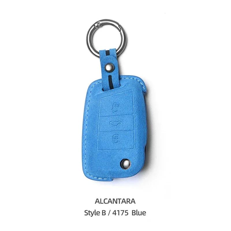 For Volkswagen VW Polo Tiguan Golf Jetta Beetle Eos Scirocco Up Transporter Sharan Made of Alcantara Wrap Car Key Case Cover