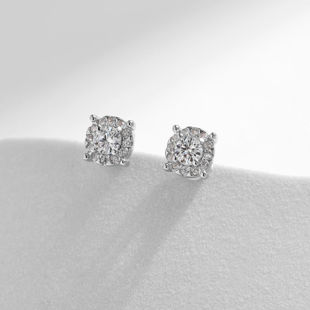 MODIAN D Color Moissanite Stud Earrings Round Cut Lab Created Diamond 925 Silver Silver Bridal Jewelry For Women Gifts