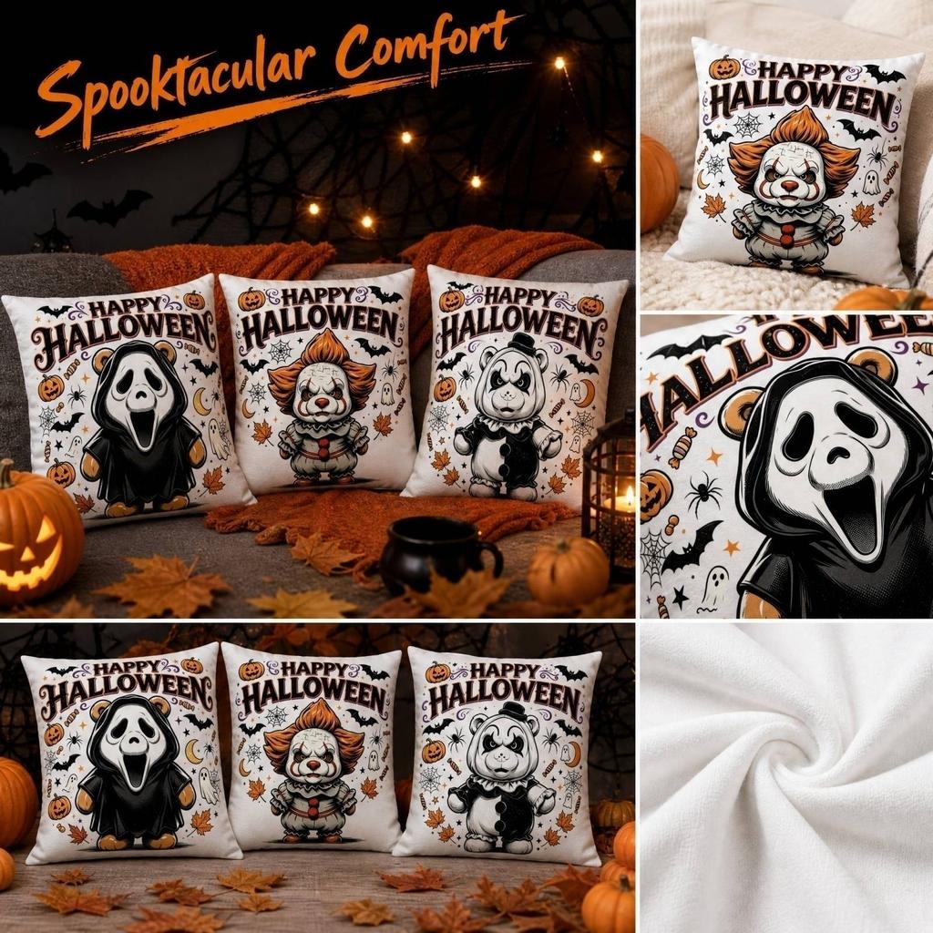 Vintage Halloween Funny Bear Costume Print Short Plush Throw Cover, Single Side, 4545 cm (1818 Inch ) for Couch Bedroom Decor