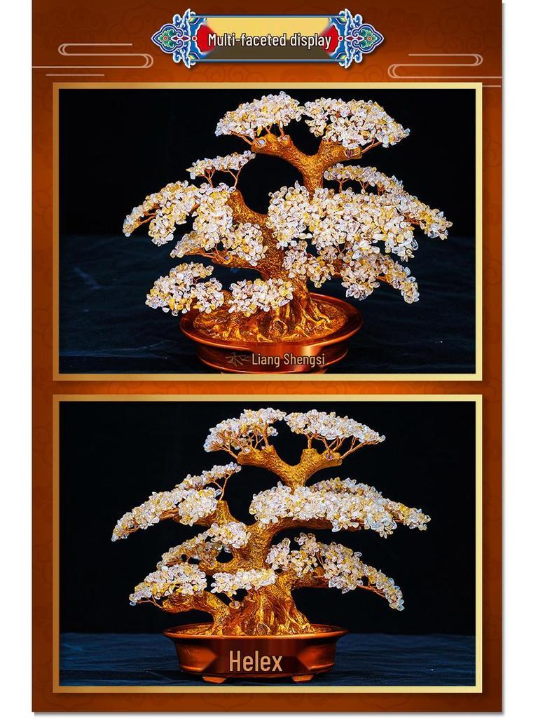 Pink Crystal Money Tree: Attracts Wealth and Enhances Relationships - Perfect for Living Rooms, Offices, Housewarmings, and Ceremonies