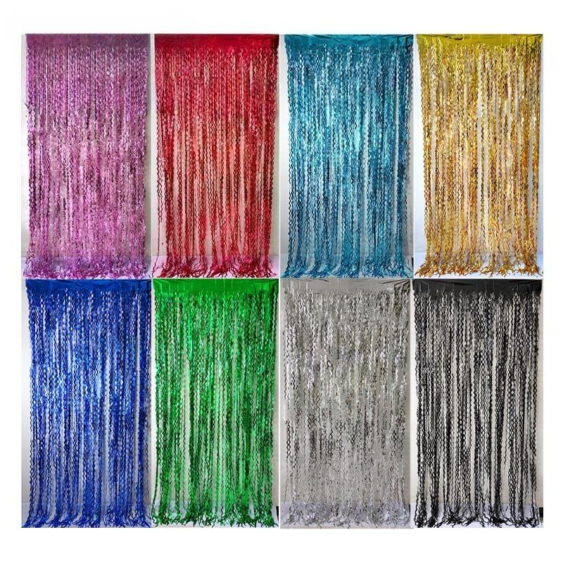 

Волнистая мишура фольгированная бахрома занавес фон украшение занавес дождь свадьба день рождения вечеринка годовщина рождественское украшение 1PC