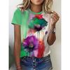 Ink Painting Floral 3D Print T-Shirts Women Round-Neck Casual Short Sleeve T Shirt Harajuku Top Y2k Flower Tees Female Clothing
