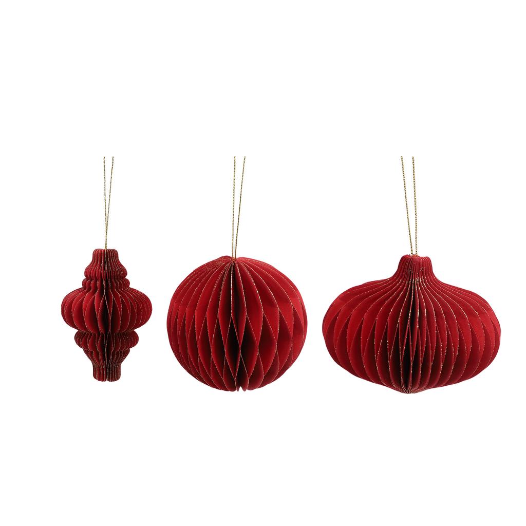 3 Pack Hanging Paper Xmas Tree Decorations Decorative Paper Lantern Ornament with Glitter Edge