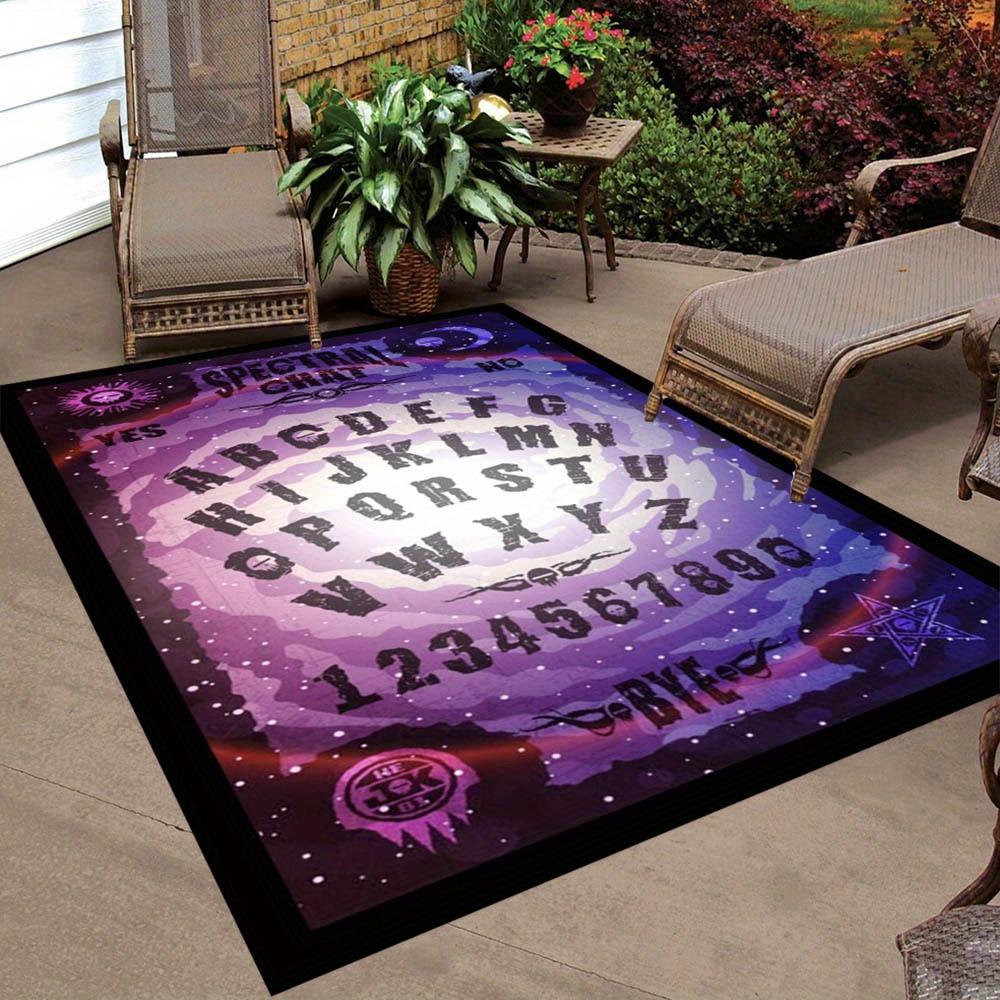 1pc Ouija Chat Board Pattern Non-Slip Area Rug -  Crystal Fleece, Durable Polyester, Perfect for Living Room, Bedroom, Do