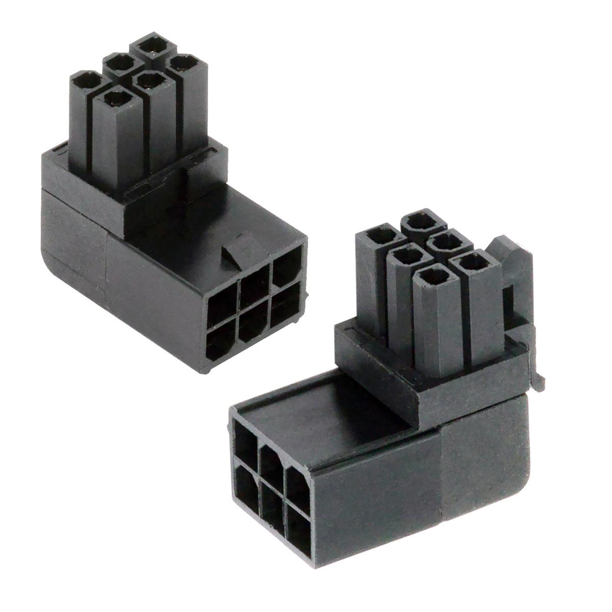 

PW-021 2Pcs/Set ATX 6Pin Male to Female 90 Degree Up Down Angled Power Header Adapter for GPU Graphics Card As Shown A