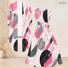 Women Plus Size Two Piece Set Sleeveless Round Neck Tie Waist Flared Dress 3 4 Sleeve Open Cardigan Green Geometric Printed