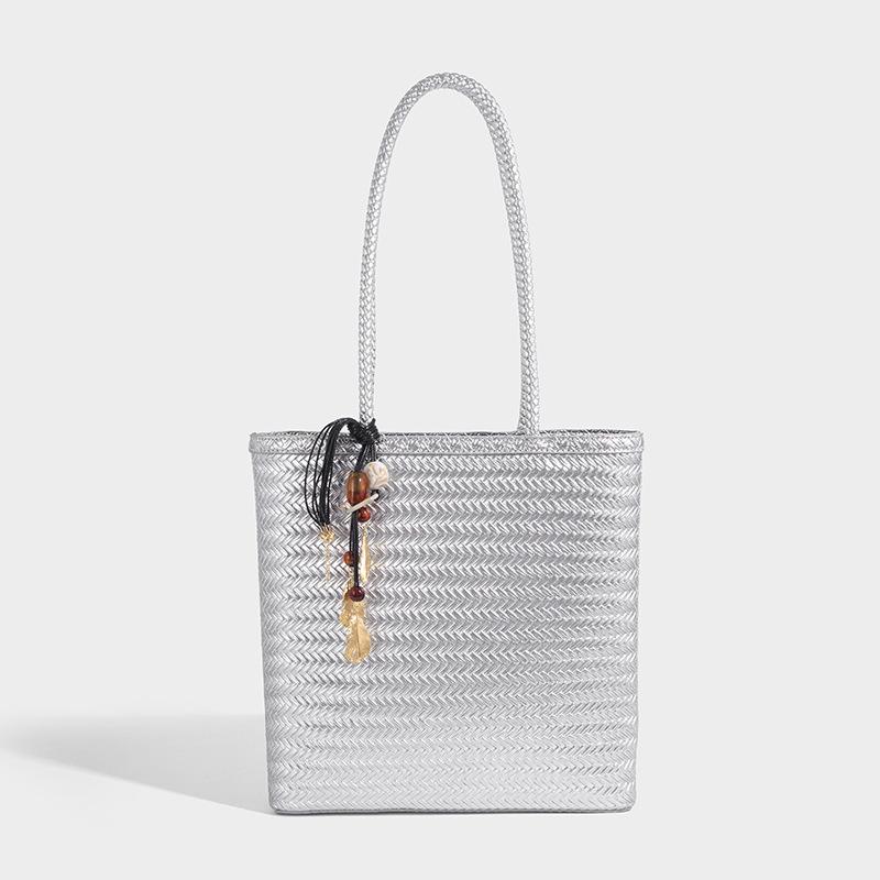 Hand-woven Bag Summer Hand-held Small Tote Bag Single-shoulder Bag Simple and Fashionable Commuting Bag