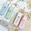 Custom Print Women Mini Portable Lipstick Storage Case Keychain Lipstick Bags With Heart Mirror