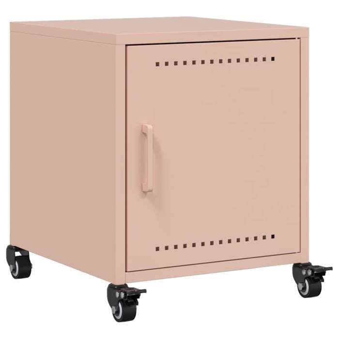 VidaXL Pink Bedside Table 36x38.5x43.5 Cm Steel, Cabinet, Side Cabinet, Phone Holder, Bedside Table, 846616