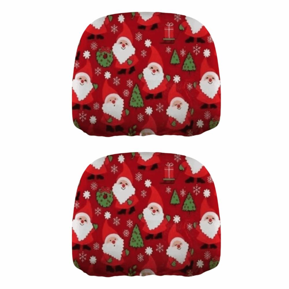 2Pcs Elastic Car Headrest Cover Soft Car Head Pillowcase Christmas Decoration