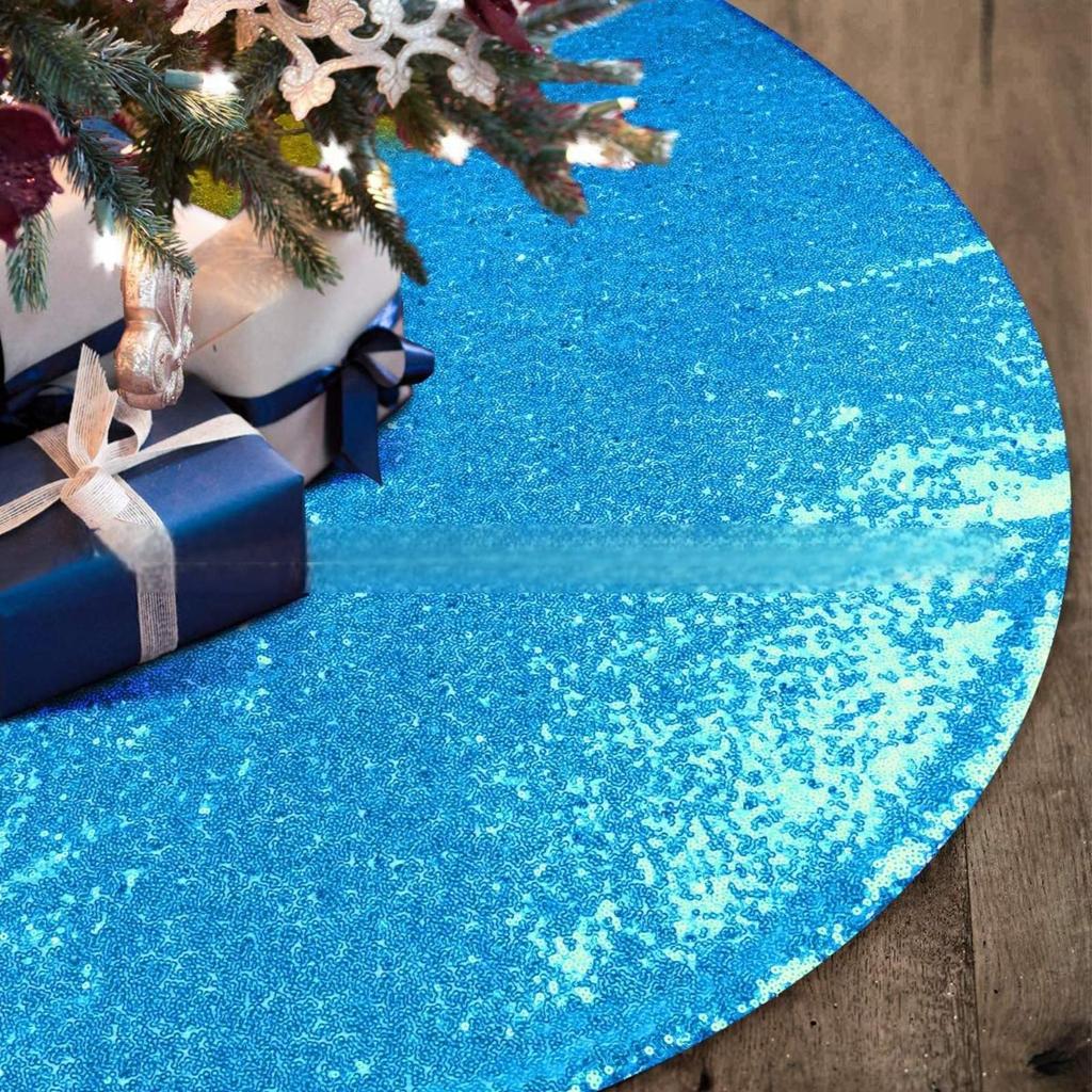 Christmas Tree Skirt Embroidered Sequin Tree Skirt Christmas Sequin Double Layer Tree Skirt Plush Snowflake Tree Skirt