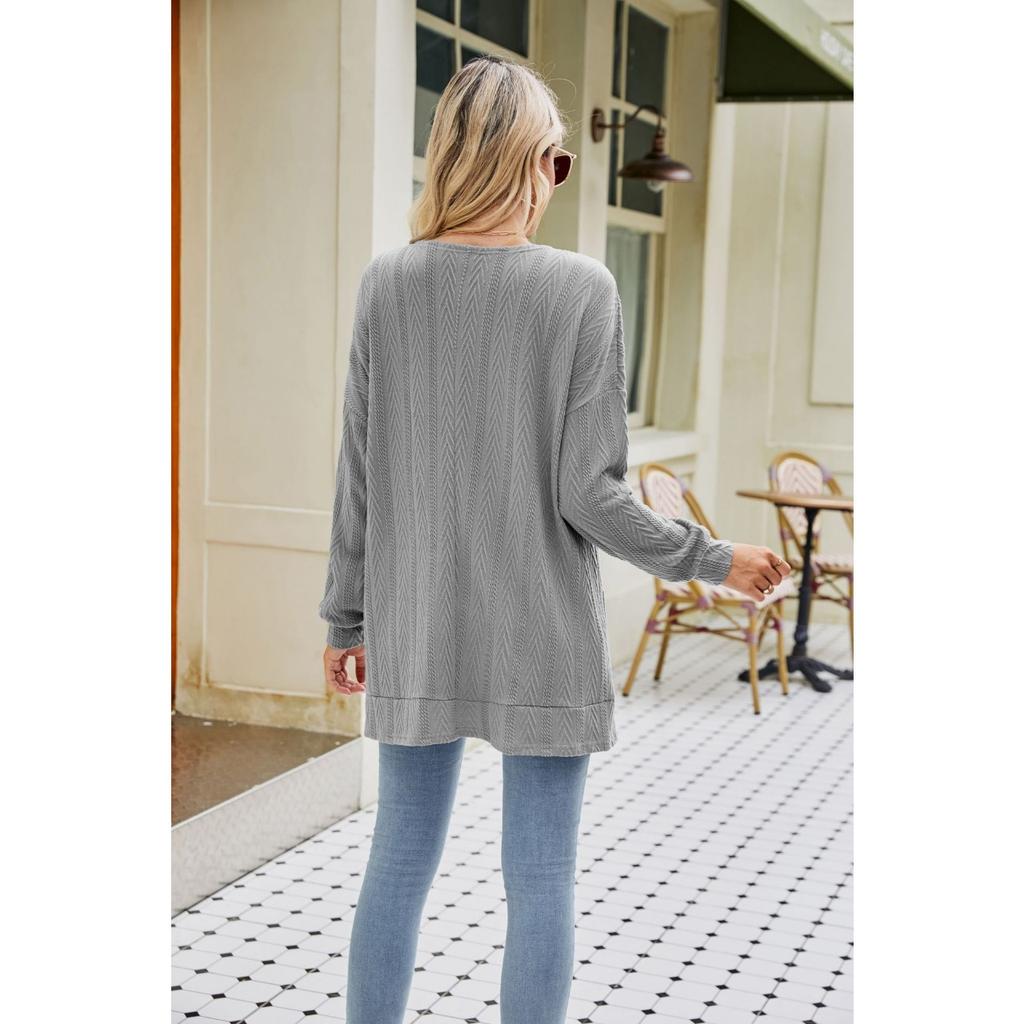 GMXIA Høst Strikkejakke Dame Høst Langermet Ensfarget Cardigan Genser Dame