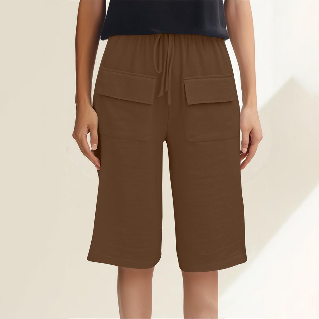 Damenmode Einfarbig Tasche Lässiger Kordelzug Viertelhose