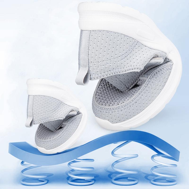 Breathable Mesh Women's Flats Light Elastic Casual Walking Shoes Non-slip Knitted Mother Shoes Big Size 36-45