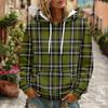 Women's Plaid Print Hooded Sweatshirt with Pockets And, Long Sleeve Casual Top
