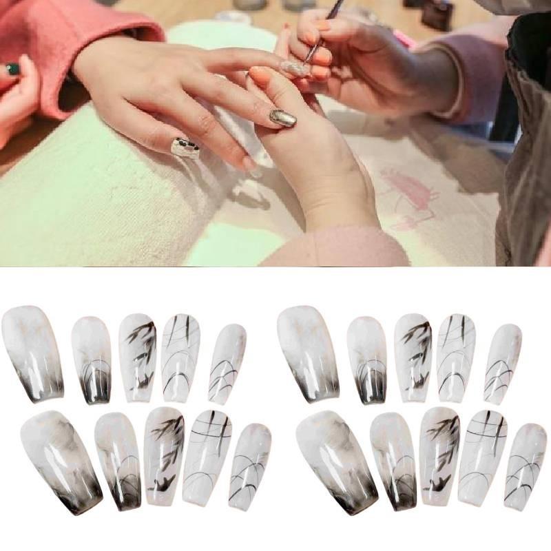 Nail Stickers Drawn Ink Landscape Painting Art For Whitening And Detachable