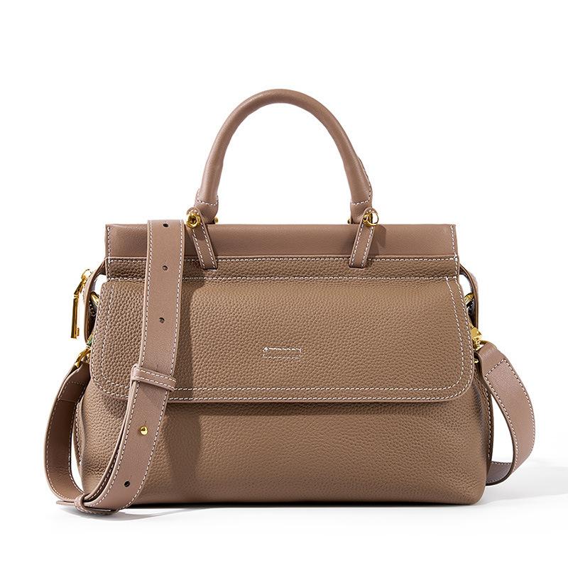 

First Layer Cowhide Bag Women S Genuine Leather Women S Bag Crossbody Mailman Bag Commuting Large Capacity Shoulder Briefcase серый