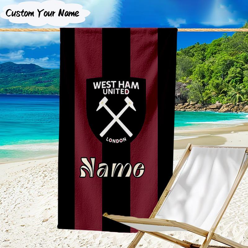 1PC Custom Name Beach Towel hammer Crest Beach Towel, Suitable for Camping, Travel, Beach Accessories, Super Absorbent, Family Gift