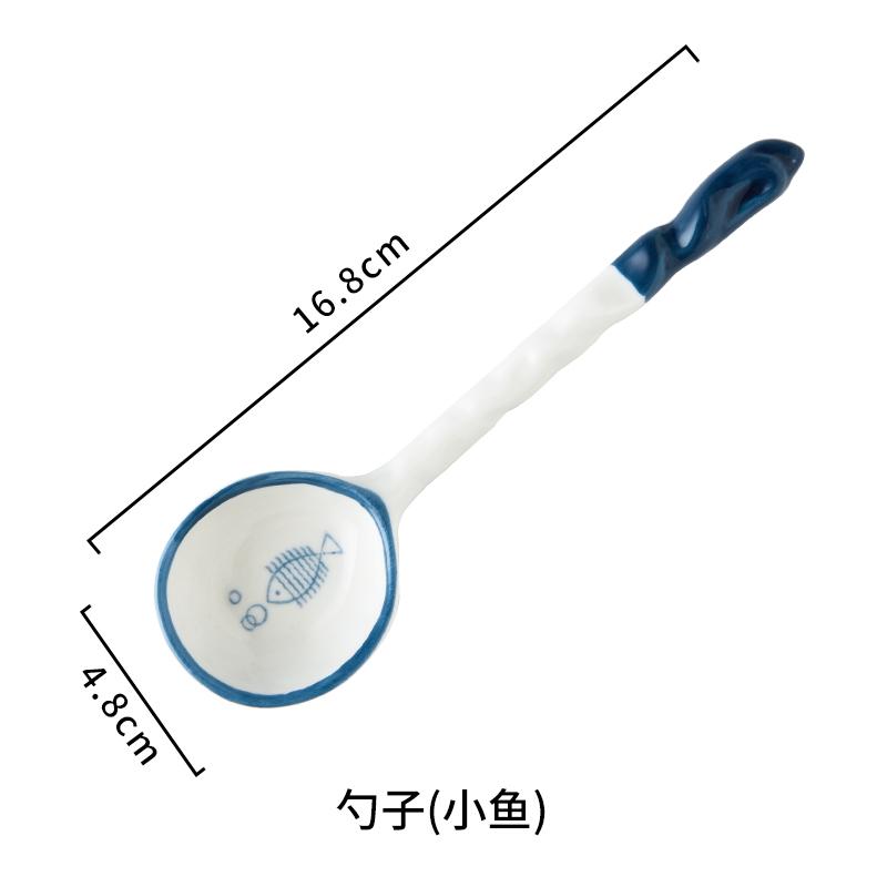 

4 шт. керамическая ложка, суповая ложка с удлиненной ручкой, ложка для лапши, мультяшный креативный половник синий