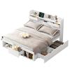 Doppelbett, 160*200cm, Mit USB-Anschluss & Schubladen & Aufbewahrungsschrank, Kinderbett, Multifunktionsbett, Großer Stauraum, ohne Matratze, Weiß