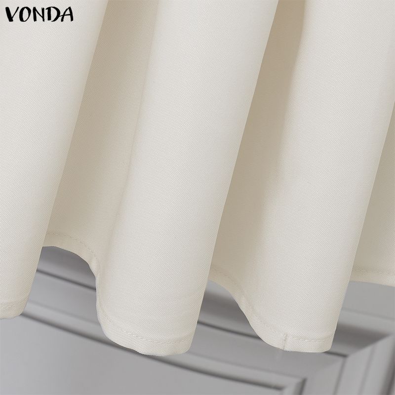 VONDA Women Lapel Neck Long Sleeve Pleating Ruffled Bodycon Mini Dress