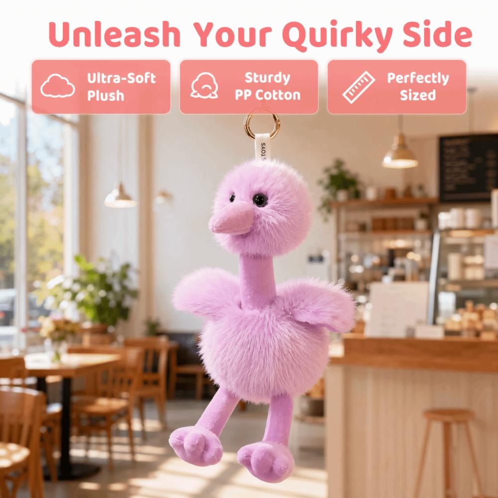 Furry Ostrich Plush Doll Pendant Cute Bird Plush Keychains Ostrich Plush Keychains Pendant Decor