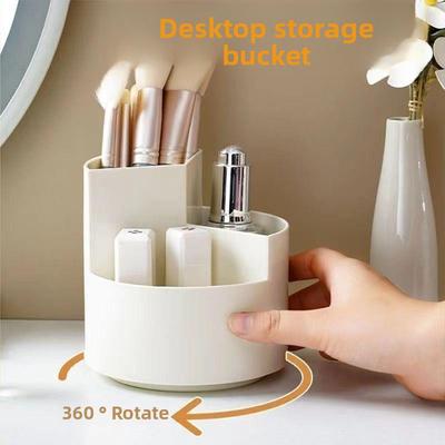 Boîte de rangement simple pour stylos, Porte-pinceaux rotatif, Étui à crayons, Bureau étudiant, Bureau de bureau, Rangement pour pinceaux de maquillage