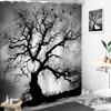 Tree Shower Curtain Black White Grey Sky Nature Branch Silhouette Landscape Men Cool Unique Cloth Fabric Waterproof Polyester