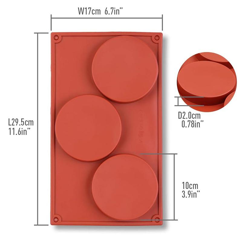 

3 Cavity Disc Shape Silicone Mold For Baking Round Cake Mould Tart Resin Coaster Handmade Soap Making Supplies Dessert Kitchen