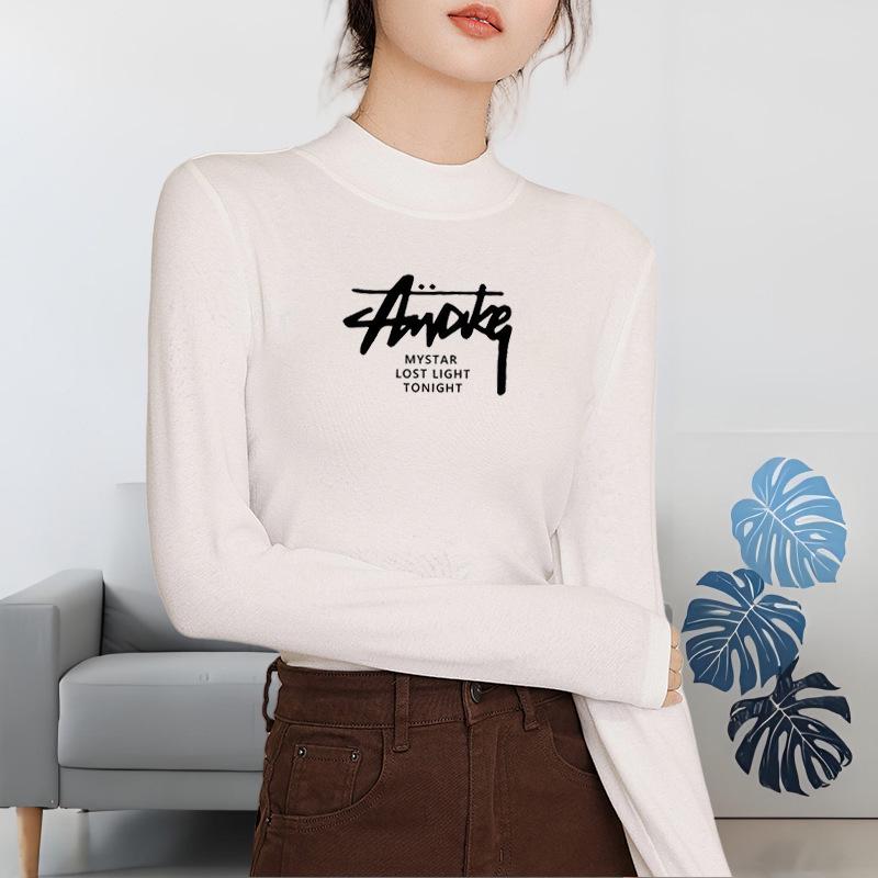 Women's Plus Size Modal Turtleneck Long Sleeve Shirt - Thin, Solid Color, Elastic Base Layer for Autumn/Winter